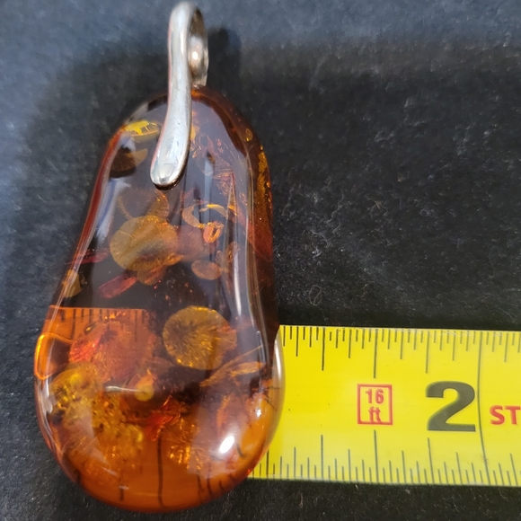 Rare & Beautiful Amber & Sterling Silver 2.75" Pendant - Picture 6 of 6